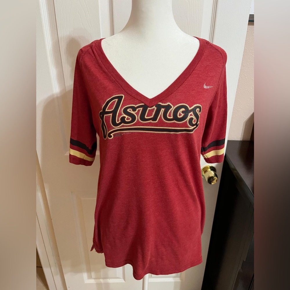 💚 Nike Astros baseball tee in red and black